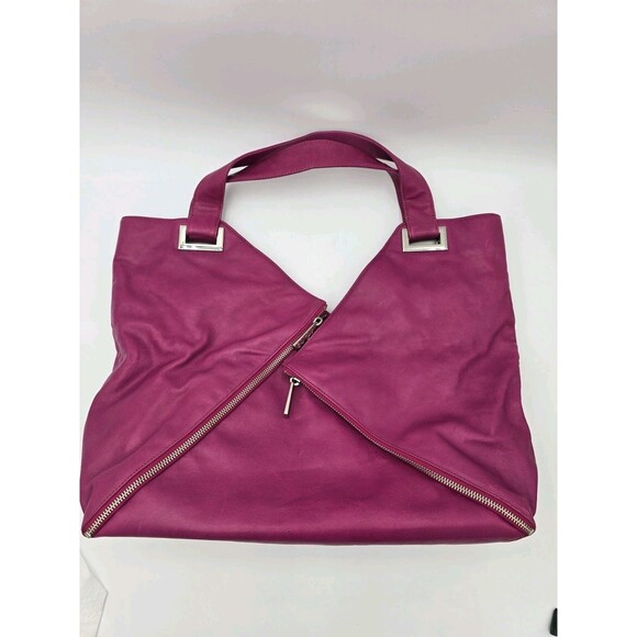 KOOBA Magenta Pink Oversized Leather Ryder Shoulder Purse Handbag Zipper Dustbag - Picture 12 of 15